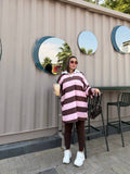 Chocolate & Pink | Blush Rugby Oversized Top