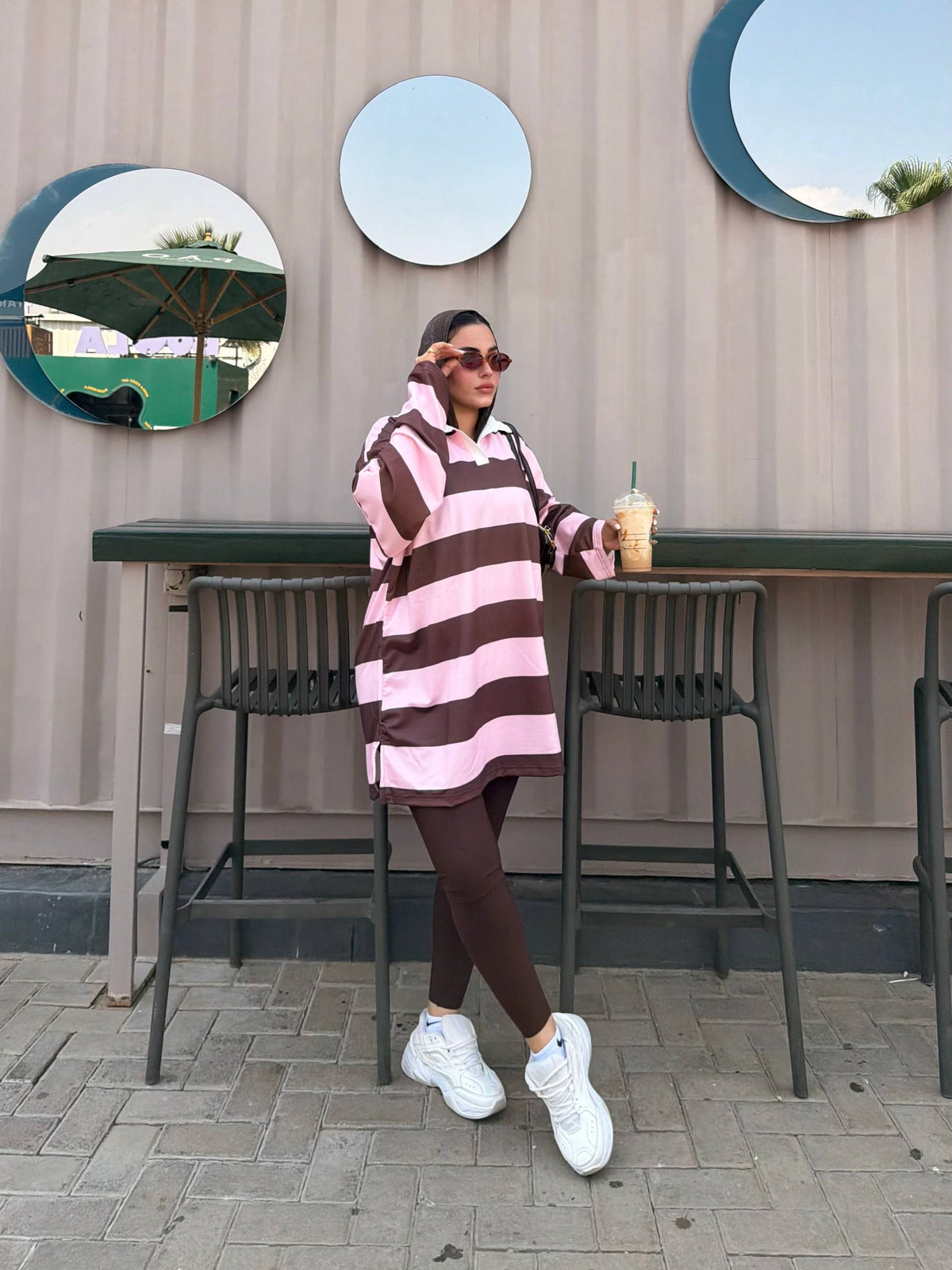 Chocolate & Pink | Blush Rugby Oversized Top