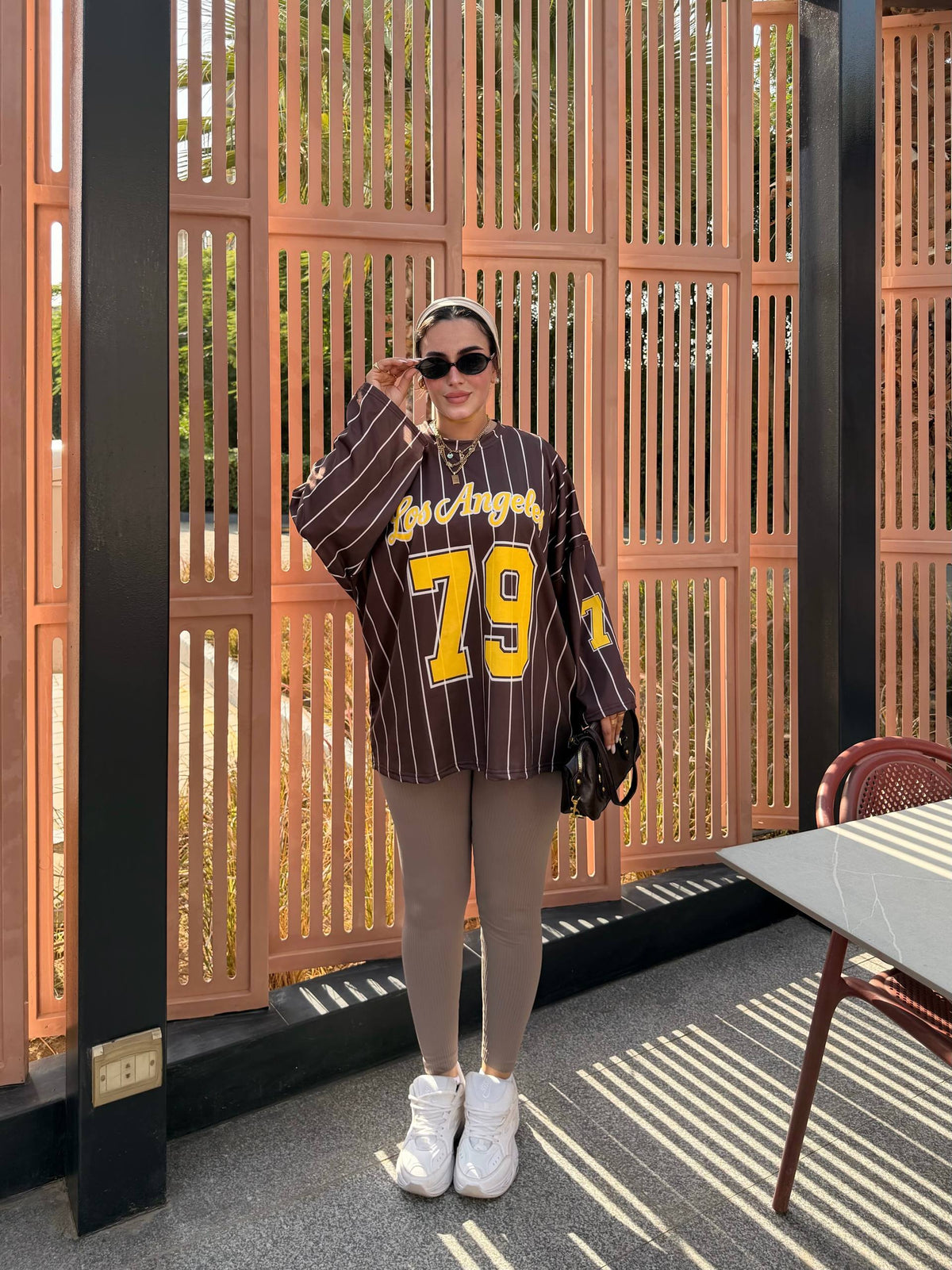 Chocolate & Yellow | LA 79 Varsity Tee
