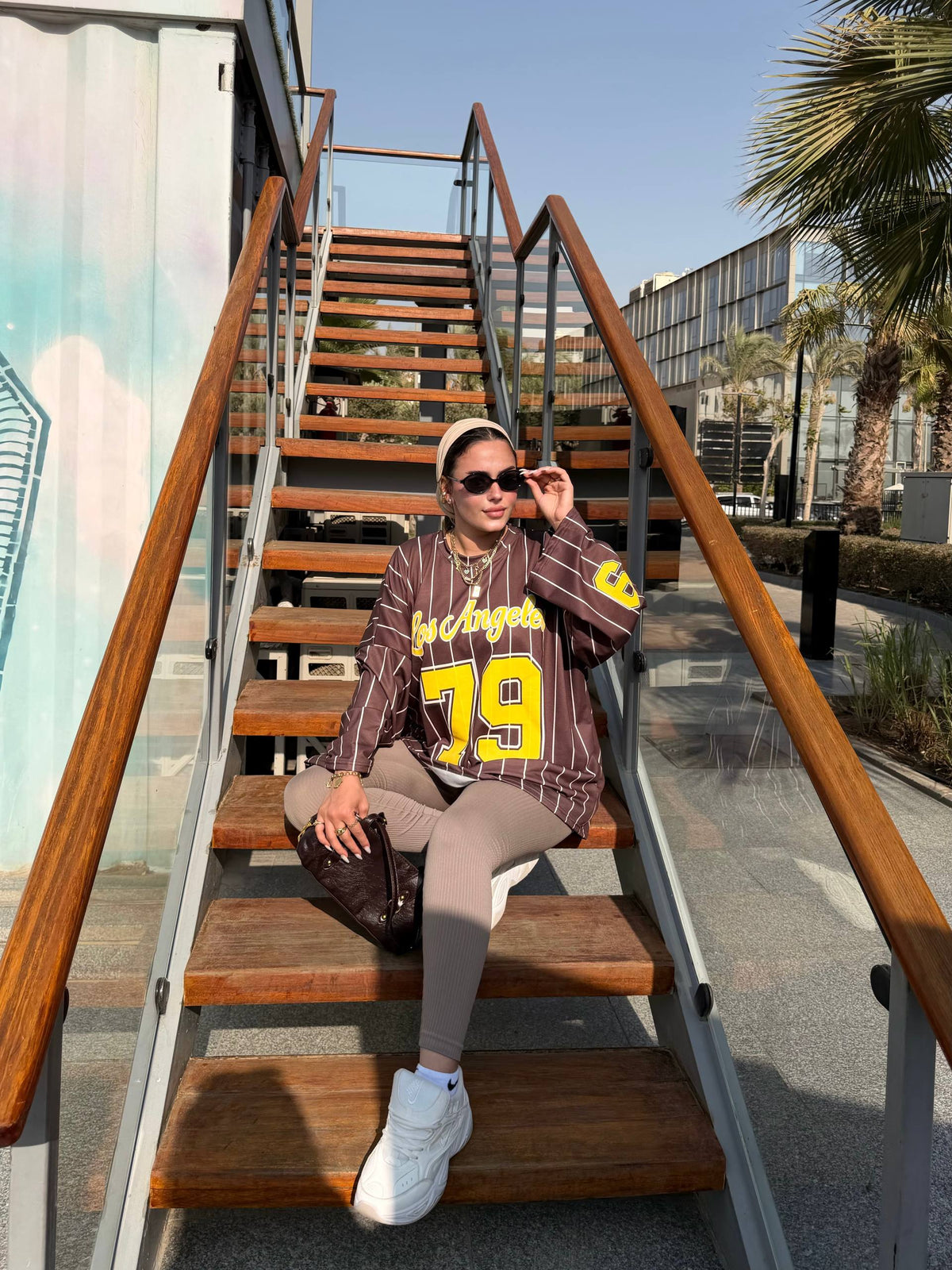 Chocolate & Yellow | LA 79 Varsity Tee