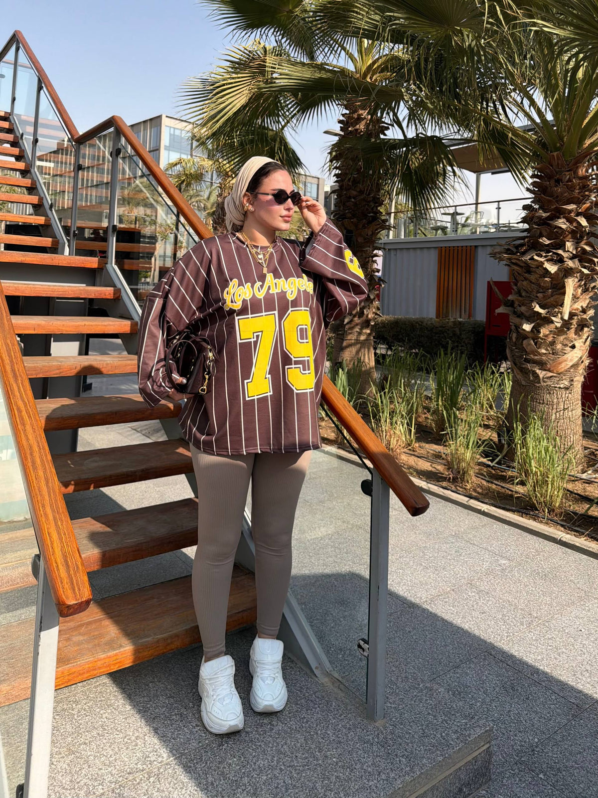 Chocolate & Yellow | LA 79 Varsity Tee