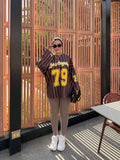 Chocolate & Yellow | LA 79 Varsity Tee