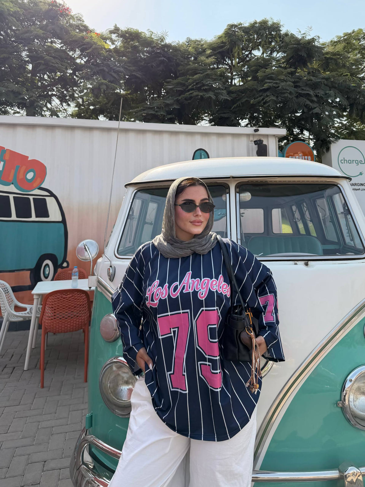 Navy & Pink | LA 73 Oversized Tee