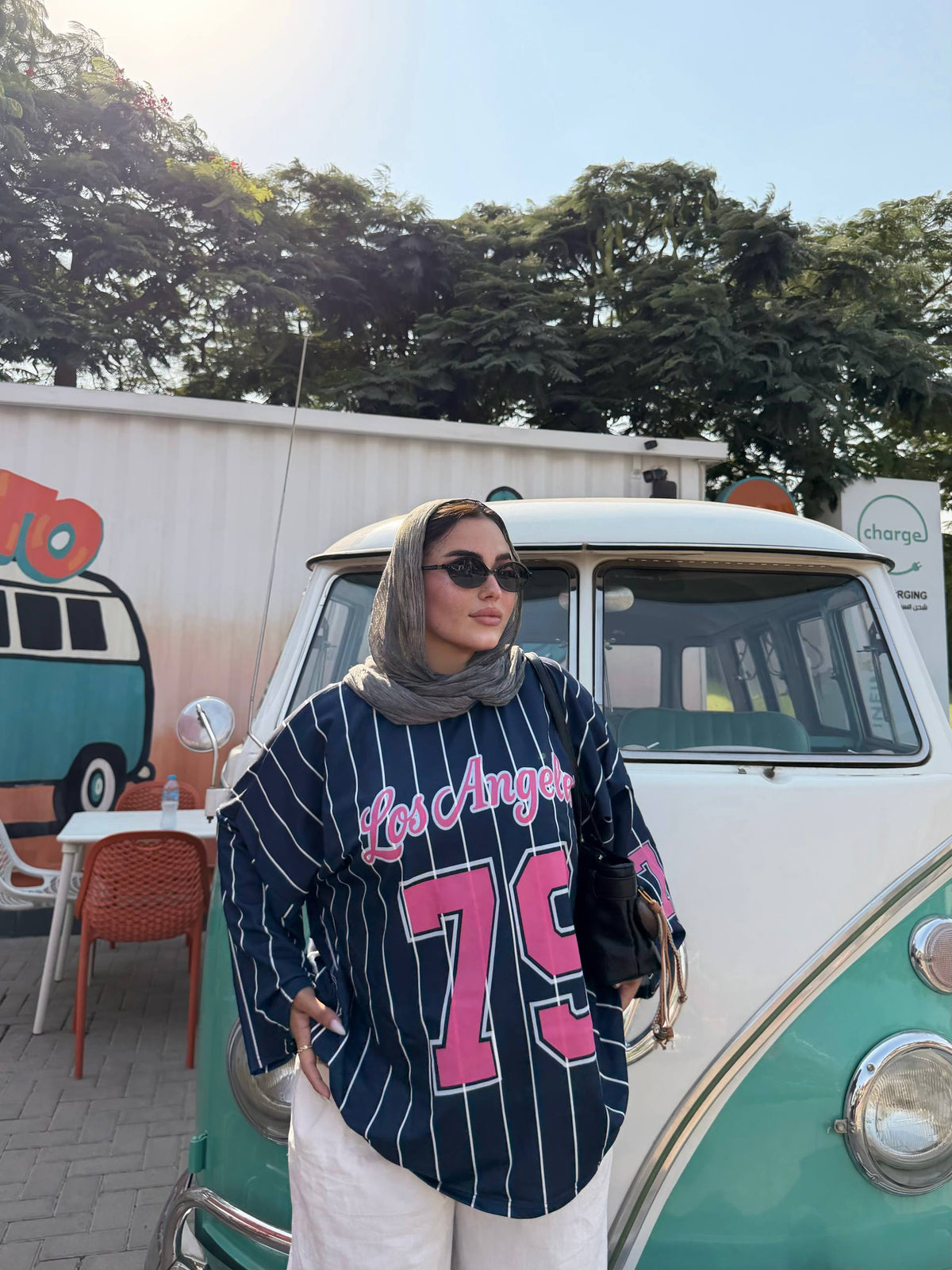 Navy & Pink | LA 73 Oversized Tee