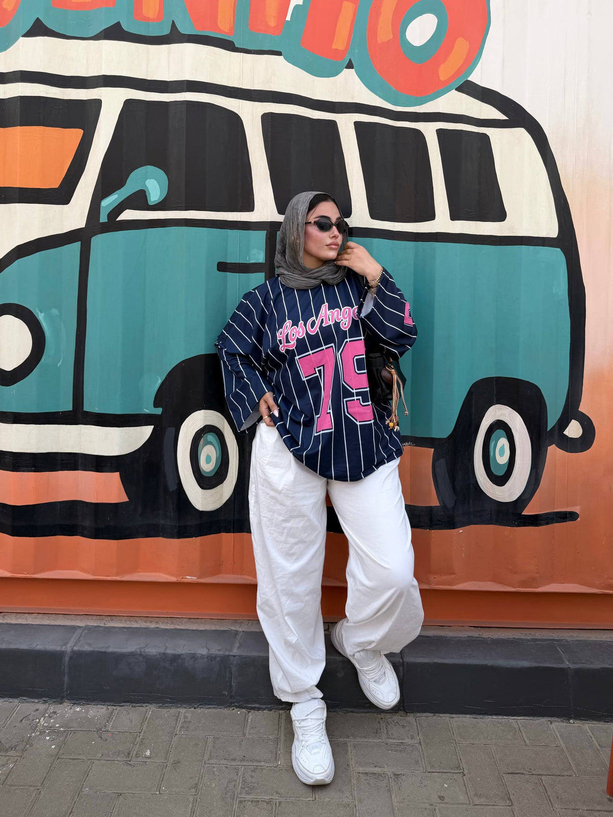 Navy & Pink | LA 73 Oversized Tee