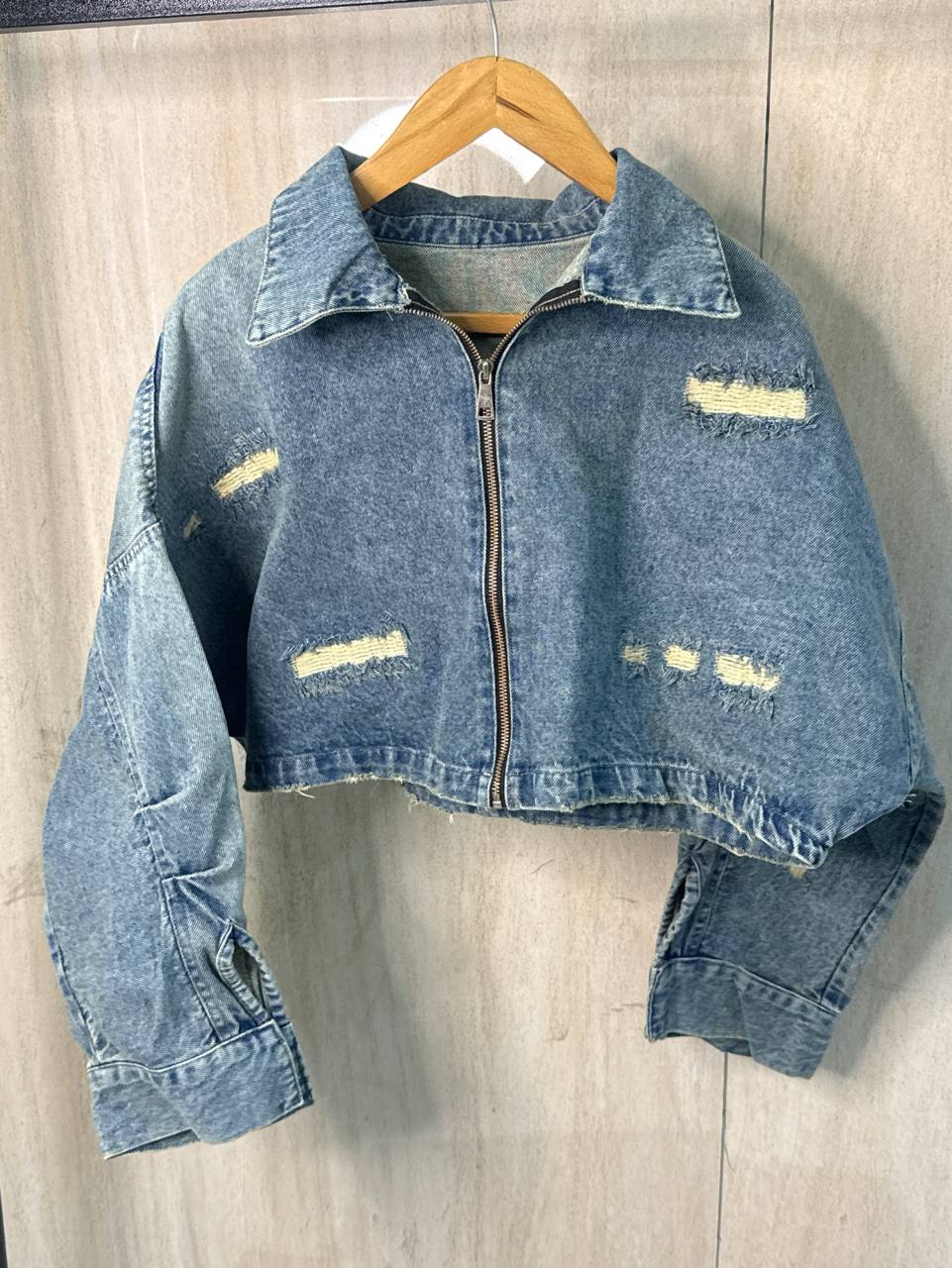 Denim Slash Cropped Jacket