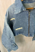 Denim Slash Cropped Jacket